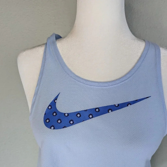 Nike Women's Blue Dri-FIT Cross-Back Sleeveless Racerback Athleisure Tank  XS - Picture 2 of 7